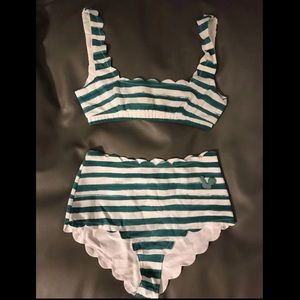 NWOT Marysia for jcrew green white bikini